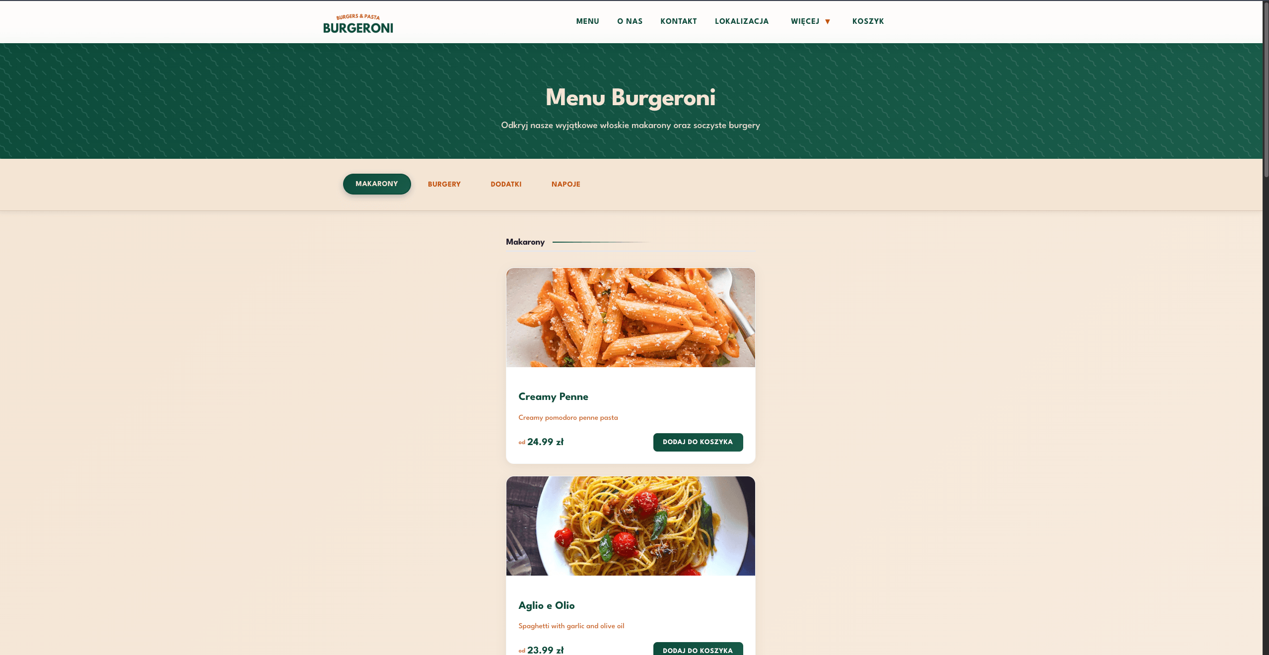 Burgeroni - Menu System